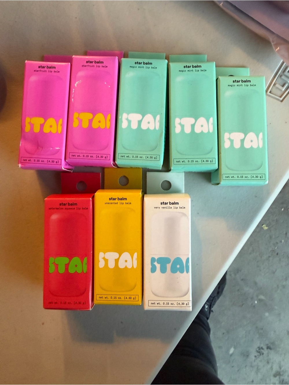3x Star Balm Lip Balm Pack - Mint, Pink, Yellow, Red, White